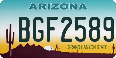 AZ license plate BGF2589