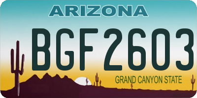 AZ license plate BGF2603