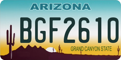 AZ license plate BGF2610