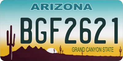 AZ license plate BGF2621