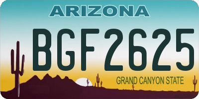 AZ license plate BGF2625