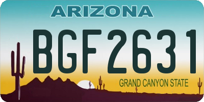 AZ license plate BGF2631