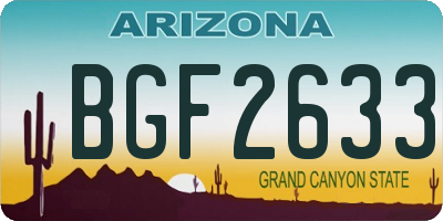 AZ license plate BGF2633