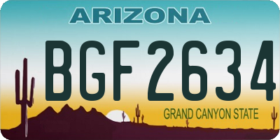 AZ license plate BGF2634