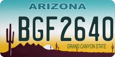 AZ license plate BGF2640