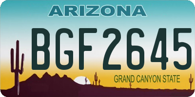 AZ license plate BGF2645