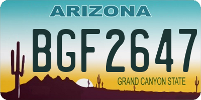 AZ license plate BGF2647