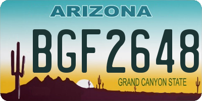 AZ license plate BGF2648