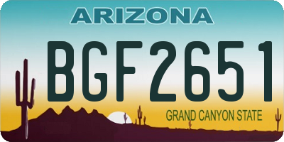 AZ license plate BGF2651