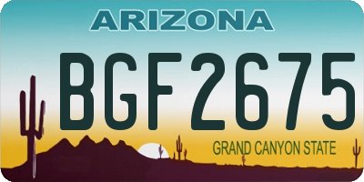 AZ license plate BGF2675
