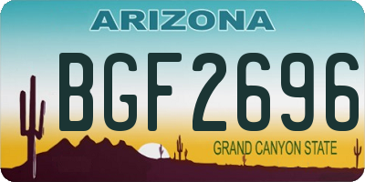AZ license plate BGF2696