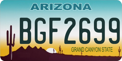 AZ license plate BGF2699