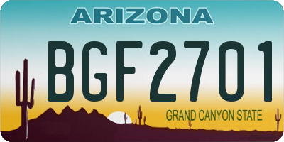 AZ license plate BGF2701