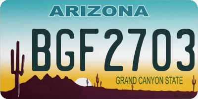 AZ license plate BGF2703