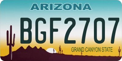 AZ license plate BGF2707