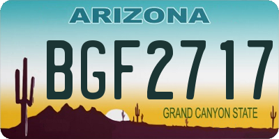 AZ license plate BGF2717