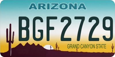 AZ license plate BGF2729