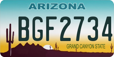 AZ license plate BGF2734