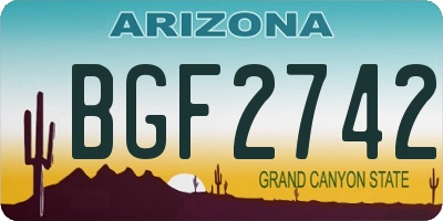 AZ license plate BGF2742