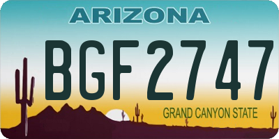 AZ license plate BGF2747