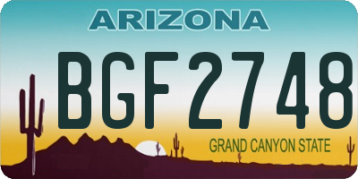 AZ license plate BGF2748