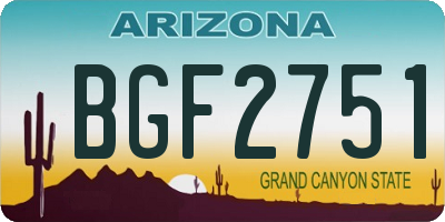 AZ license plate BGF2751