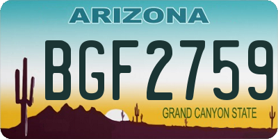 AZ license plate BGF2759