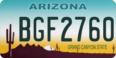AZ license plate BGF2760