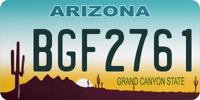 AZ license plate BGF2761
