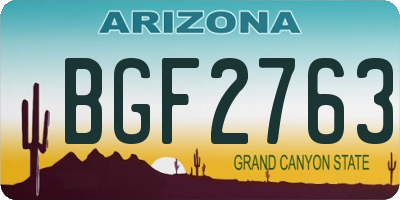 AZ license plate BGF2763