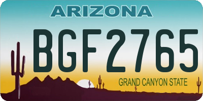 AZ license plate BGF2765