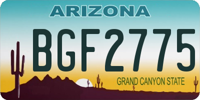 AZ license plate BGF2775