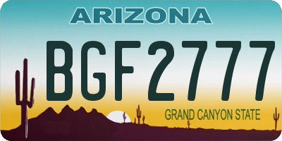 AZ license plate BGF2777