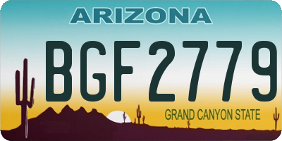 AZ license plate BGF2779