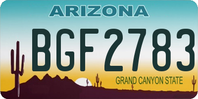 AZ license plate BGF2783