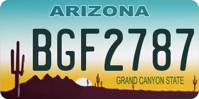 AZ license plate BGF2787