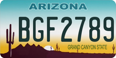 AZ license plate BGF2789
