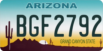 AZ license plate BGF2792