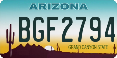 AZ license plate BGF2794