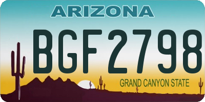 AZ license plate BGF2798
