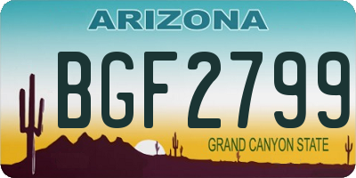 AZ license plate BGF2799