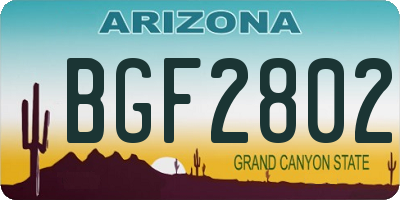 AZ license plate BGF2802