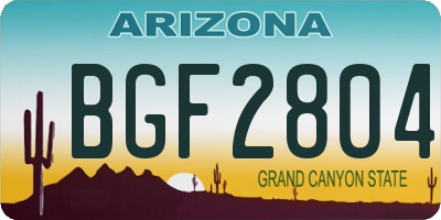 AZ license plate BGF2804