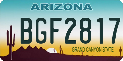 AZ license plate BGF2817