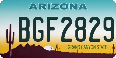 AZ license plate BGF2829