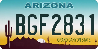AZ license plate BGF2831