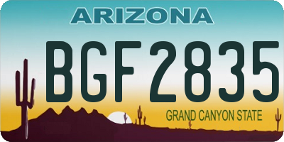 AZ license plate BGF2835