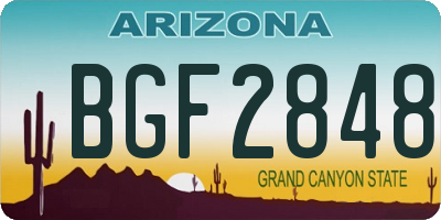 AZ license plate BGF2848