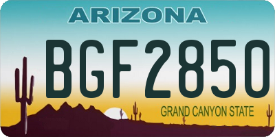 AZ license plate BGF2850