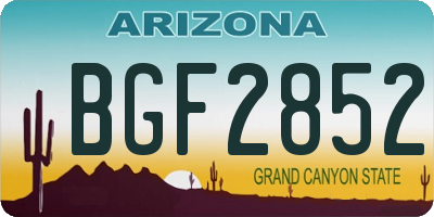 AZ license plate BGF2852